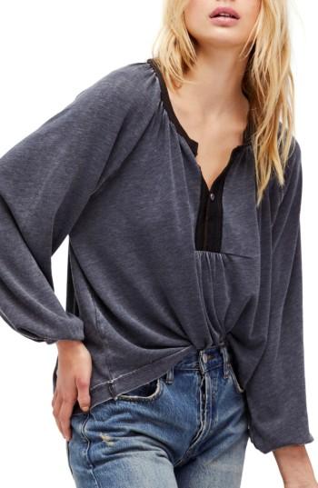Women's Free People Acadia Henley Top - Black