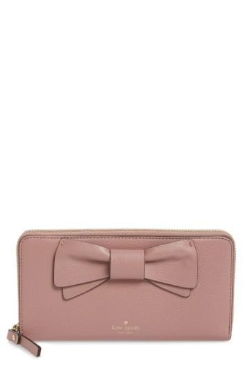 Women's Kate Spade New York Olive Drive - Lacey Bow Leather Wallet - Pink
