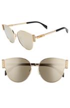 Women's Moschino 61mm Special Fit Cat Eye Sunglasses - Gold/ Black