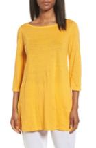 Petite Women's Eileen Fisher Bateau Neck Organic Linen Tunic, Size P - Orange