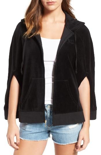 Women's Juicy Couture Velour Cape Hoodie - Black