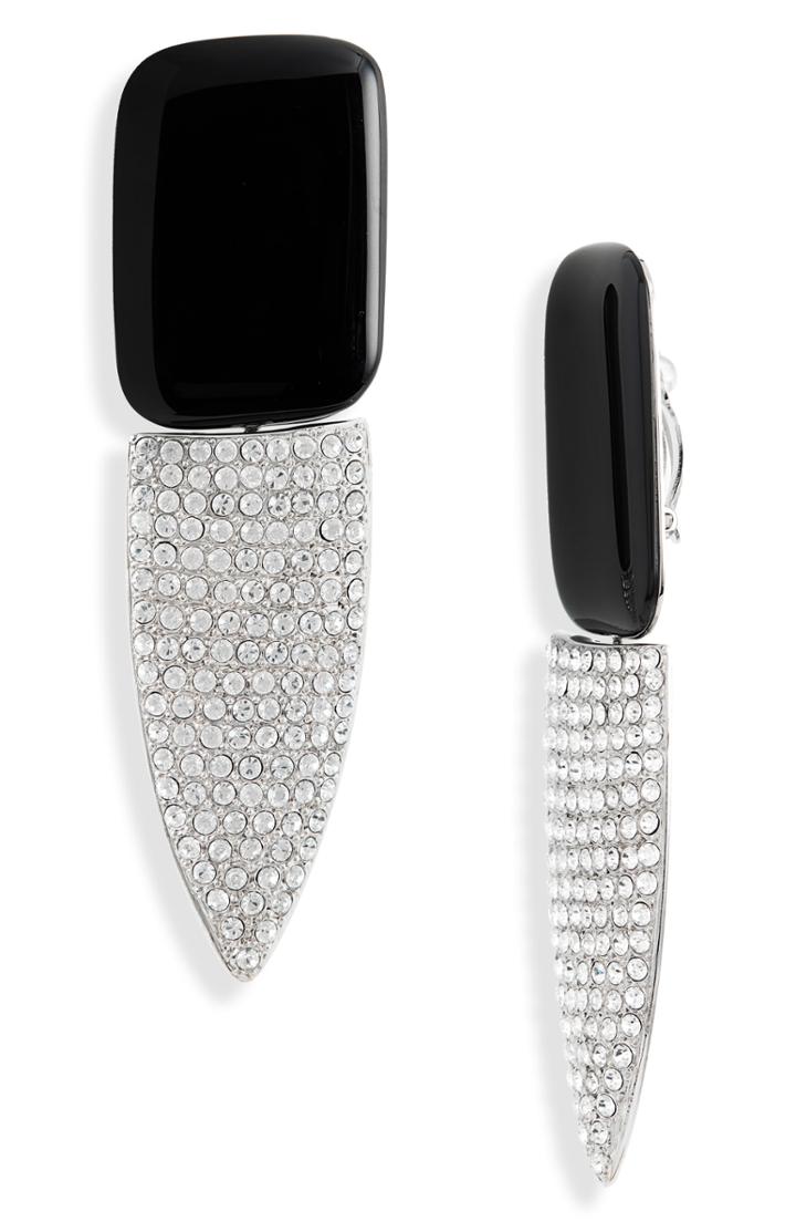 Women's Saint Laurent Ysl Crystal Clip Earrings