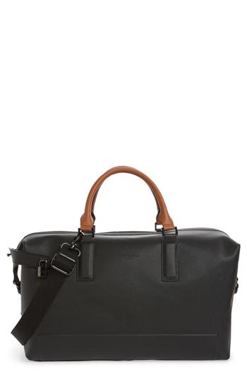 Men's Ted Baker London Potts Leather Duffel Bag - Black