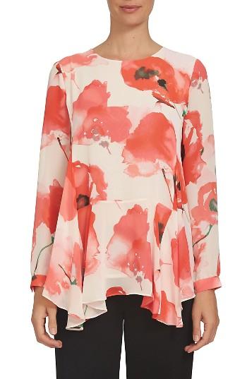 Women's Cece Handkerchief Hem Floral Print Blouse
