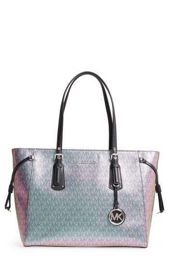 Michael Michael Kors Voyager Faux Leather Tote - Blue