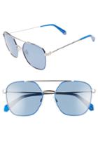 Women's Polaroid 56mm Polarized Square Aviator Sunglasses - Blue/ Silver