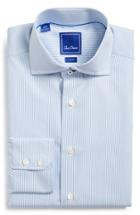 Men's David Donahue Trim Fit Stripe Dress Shirt 32/33 - Blue