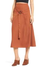 Women's J.o.a. Belted Midi Skirt - Brown