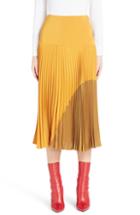 Women's Fendi Pleated Silk Crepe De Chine Skirt Us / 42 It - Yellow