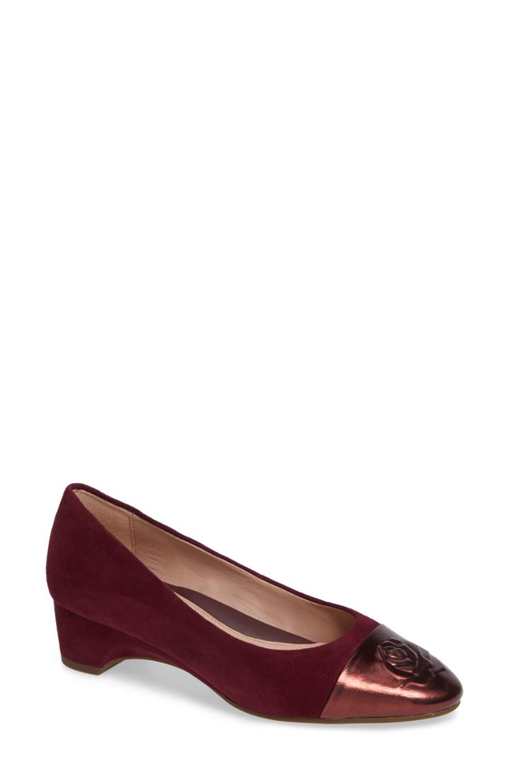 Women's Taryn Rose Babe Cap Toe Pump .5 M - Burgundy