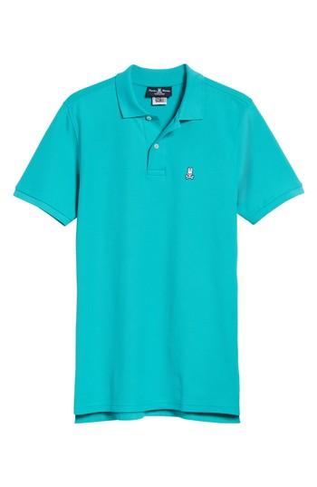 Men's Psycho Bunny Classic Logo Applique Polo (xs) - Blue/green