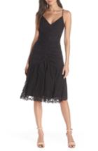 Women's Harlyn Ruched Front Lace Midi Dress - Black