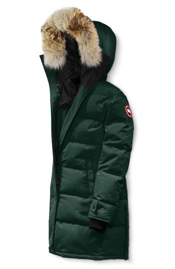 Women's Canada Goose Shelburne Genuine Coyote Fur Trim Down Parka, Size (000-00) - Green