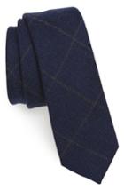 Men's The Tie Bar Admix Plaid Wool Skinny Tie, Size - Blue