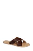 Women's Coconuts By Matisse Pebble Genuine Calf Hair Slide Sandal M - Brown