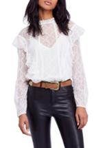 Women's Free People Goldie Long Sleeve Lace Bodysuit - White