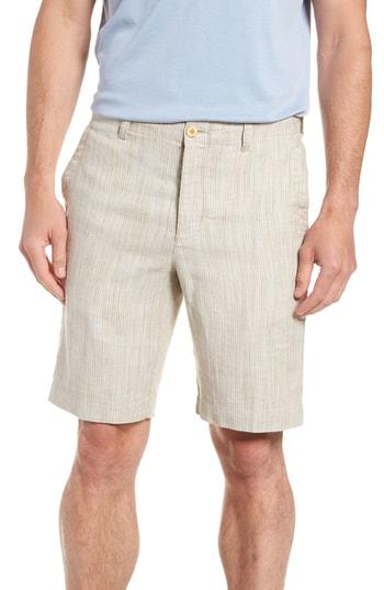 Men's Tommy Bahama Harbor Herringbone Linen Blend Shorts, Size - Brown