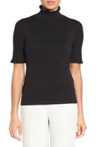 Women's Cece Short Sleeve Ruffle Trim Turtleneck