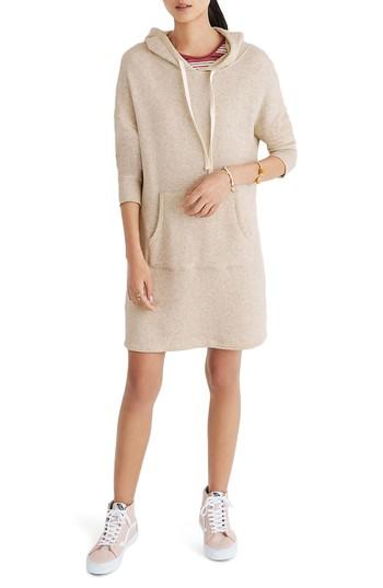 Women's Madewell Hooded Sweatshirt Dress, Size - Grey