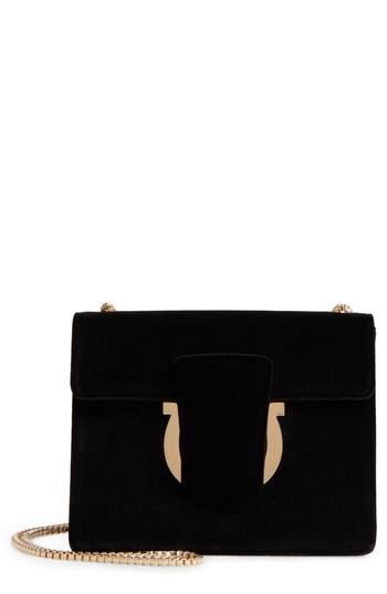 Salvatore Ferragamo Small Velvet Crossbody Bag - Black