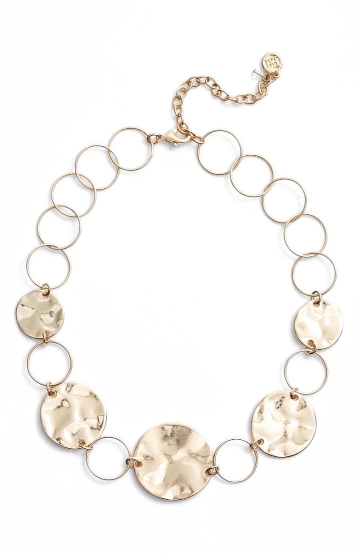 Women's Area Stars Hammered Disc Necklace