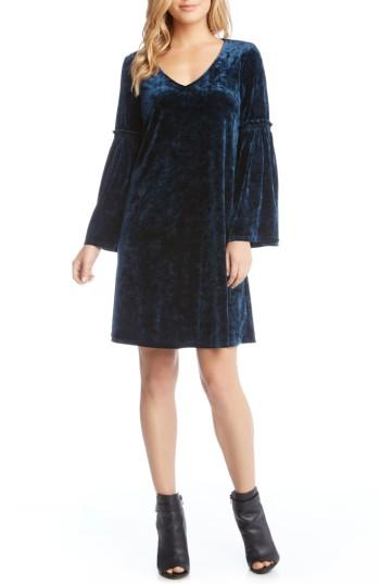 Women's Karen Kane Bell Sleeve Velvet Shift Dress - Green