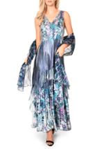 Women's Komarov Lace-up Back Evening Dress With Wrap - Blue