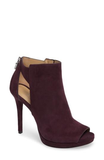 Women's Michael Michael Kors Mira Open Toe Platform Bootie .5 M - Burgundy