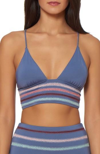 Women's Dolce Vita Embroidery Long Line Bikini Top - Grey
