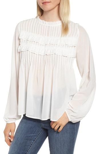 Women's Velvet By Graham & Spencer Pintucked Chiffon Blouse - Ivory