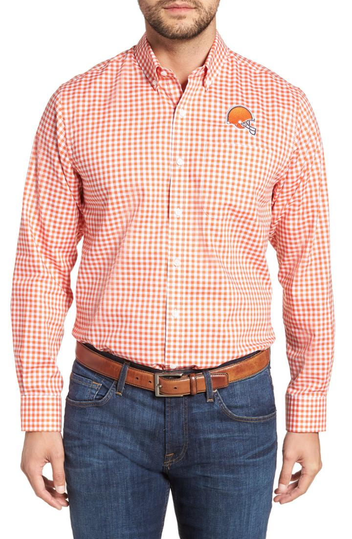 Men's Cutter & Buck League Cleveland Browns Fit Shirt, Size Medium - Orange