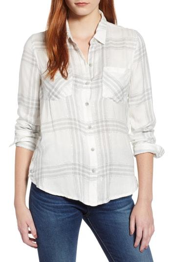 Women's Lucky Brand Button Side Plaid Shirt - White
