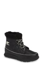 Women's Sorel Explorer Carnival Waterproof Boot With Faux Fur Collar .5 M - Black