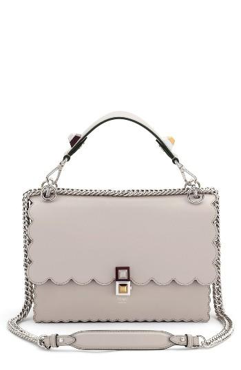 Fendi Kan I Scallop Leather Shoulder Bag - Coral