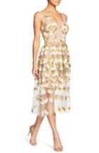Women's Dress The Population Betsy Plunging Lace Midi Dress - Yellow