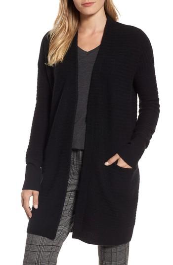 Women's Halogen Ribbed Cashmere Cardigan - Black