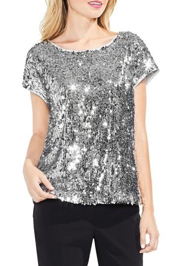 Women's Vince Camuto Sequin Front Top, Size - Metallic