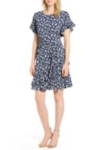 Women's Michael Michael Kors Cherry Blossom Ruffle Wrap Dress - Blue