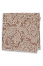 Men's Eleventy Paisley Wool & Cotton Pocket Square, Size - Brown