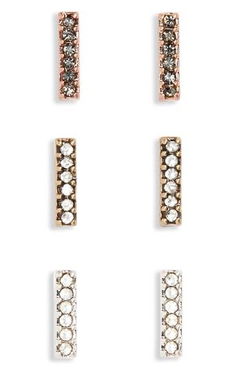 Women's Panacea Crystal Bar Earrings (set Of 3)