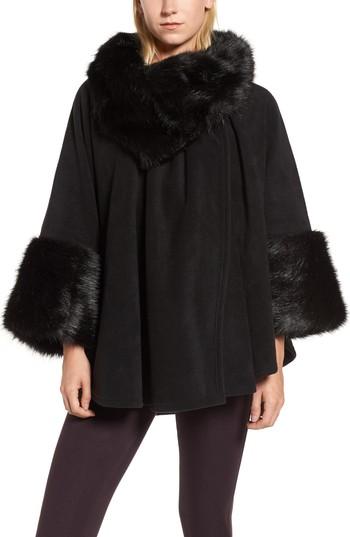 Women's Parkhurst Chelsea Cape With Faux Fur Trim