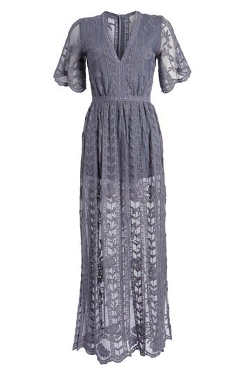 Women's Socialite Lace Overlay Romper, Size - Grey