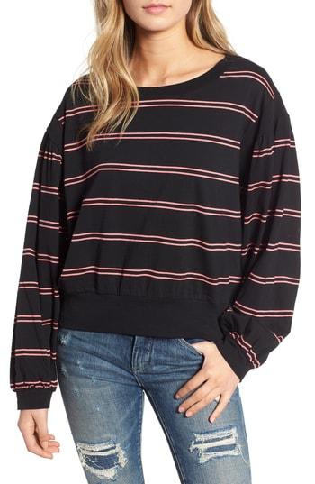 Women's Bp. Stripe Puff Sleeve Tee, Size - Black