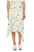 Women's Topshop Boutique Marble Bloom Print Sash Skirt Us (fits Like 0) - Green