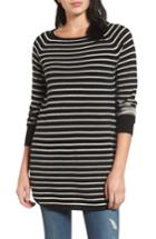 Petite Women's Halogen Shirttail Wool & Cashmere Boatneck Tunic, Size P - Black