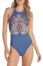 Women's Nanette Lepore Dazed Denim Goddess One-piece Swimsuit - Blue