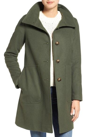 Women's Kristen Blake Funnel Neck Wool Blend Coat - Green