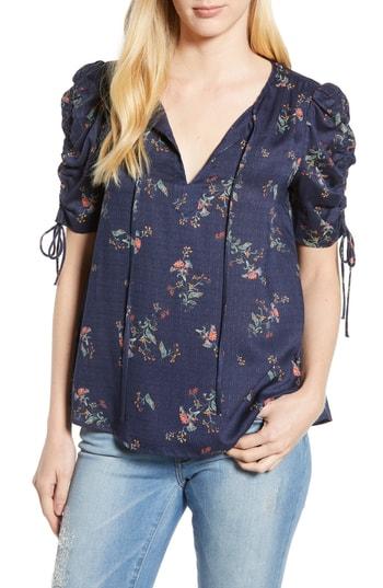 Women's Lucky Brand Puff Sleeve Printed Top - Blue