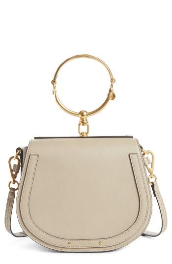 Chloe Medium Nile Leather Bracelet Saddle Bag - Grey