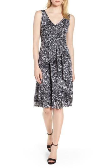 Women's Michael Michael Kors Watermark Swirl Flare Tank Dress - Black